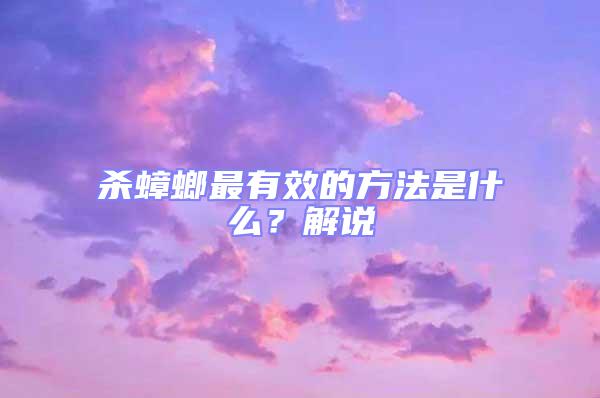 殺蟑螂最有效的方法是什么？解說