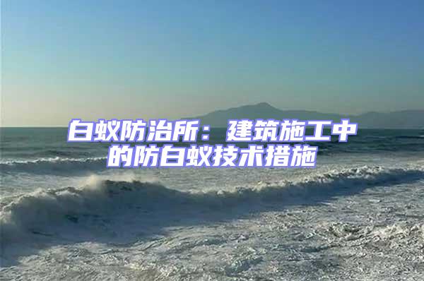 白蟻防治所:建筑施工中的防白蟻技術措施