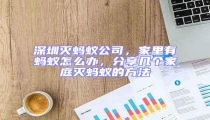 深圳滅螞蟻公司，家里有螞蟻怎么辦，分享幾個家庭滅螞蟻的方法