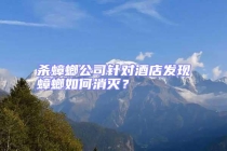 殺蟑螂公司針對酒店發現蟑螂如何消滅？